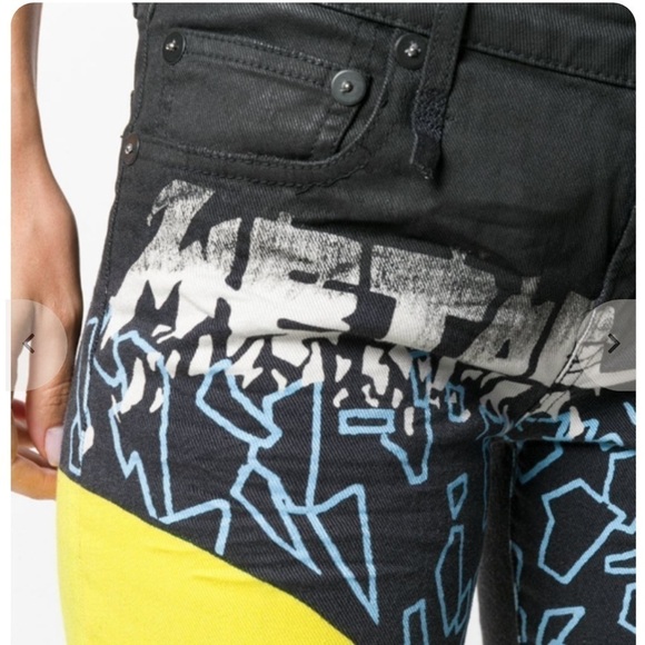 R13 Kate Low Rise Slim Straight Leg Limited Edition Metallica Jeans Size 27 - Picture 14 of 14